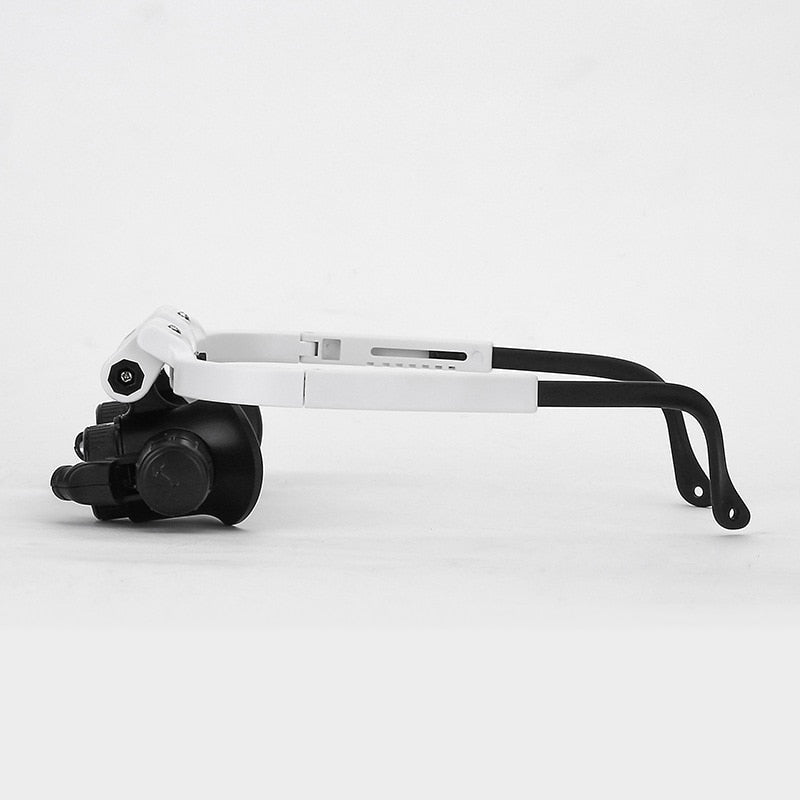 LED magnifying glass featuring adjustable lenses and built-in light, designed for precision tasks, showcasing a lightweight and ergonomic design for easy handling. 2