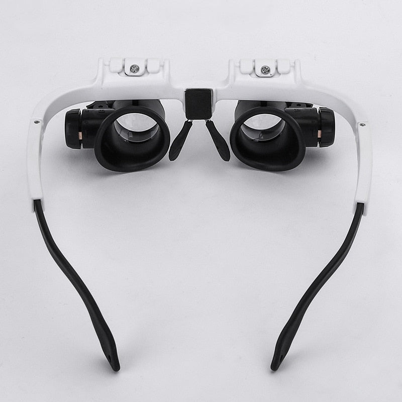 LED magnifying glass featuring adjustable lenses and built-in light, designed for precision tasks, showcasing a lightweight and ergonomic design for easy handling. 1