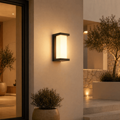 LED outdoor wall light featuring a motion sensor, designed for durability with IP65 weatherproof rating, emitting warm white light for enhanced security and ambiance. 0