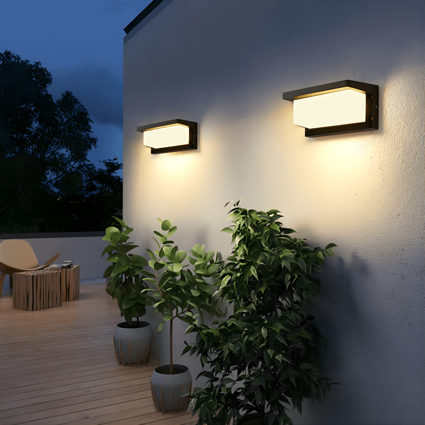 LED outdoor wall light featuring a motion sensor, designed for durability with IP65 weatherproof rating, emitting warm white light for enhanced security and ambiance. 5
