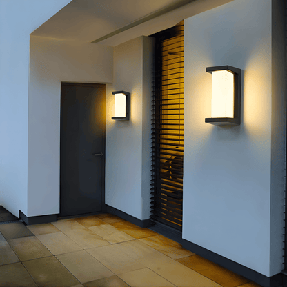 LED outdoor wall light featuring a motion sensor, designed for durability with IP65 weatherproof rating, emitting warm white light for enhanced security and ambiance. 4