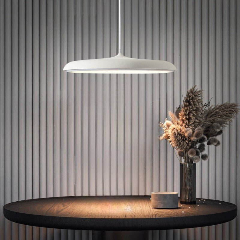 Scandinavian-style LED pendant lamp with adjustable cable, featuring a sleek aluminum design, perfect for illuminating kitchen and dining areas. 6
