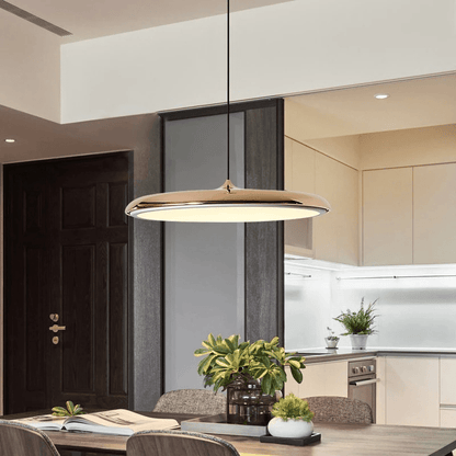 Scandinavian-style LED pendant lamp with adjustable cable, featuring a sleek aluminum design, perfect for illuminating kitchen and dining areas. 2