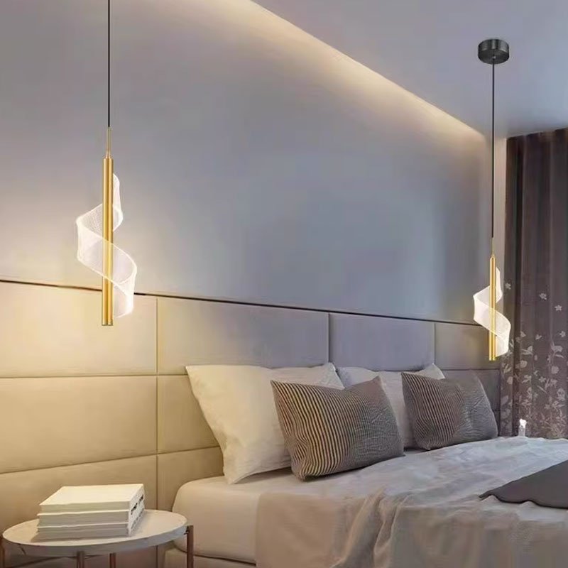 LED pendant lights featuring a modern minimalist design in black and gold, with adjustable height for versatile lighting solutions. 5