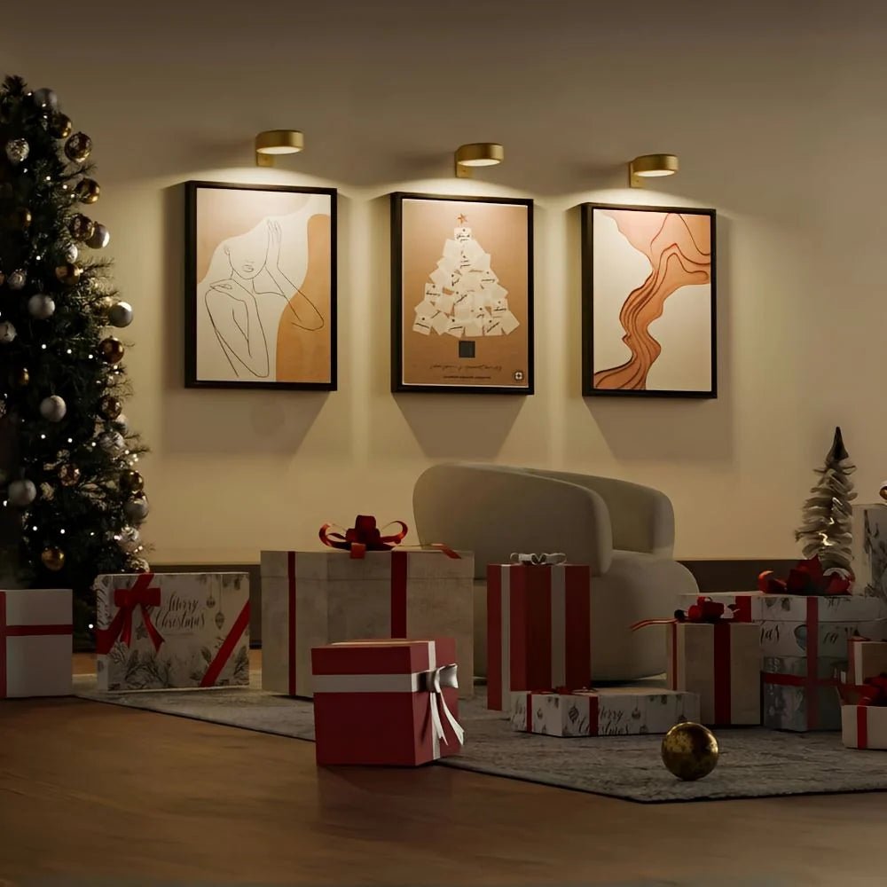 LED spotlight set featuring wireless rechargeable control, adjustable color temperatures, and customizable brightness settings for versatile lighting solutions. 3