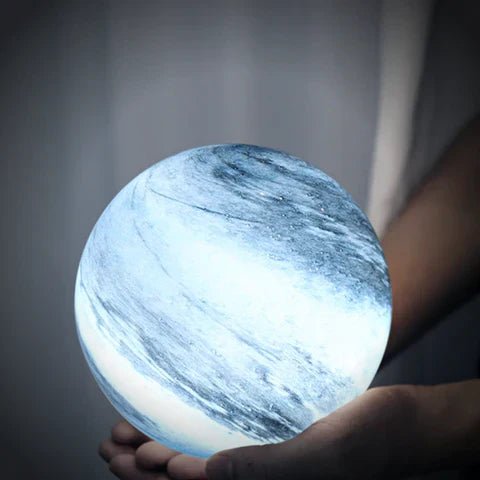 LED table lamp featuring a unique swirl pattern and soft glow, designed with an elegant glass-look finish, perfect for bedside or desk use. 2