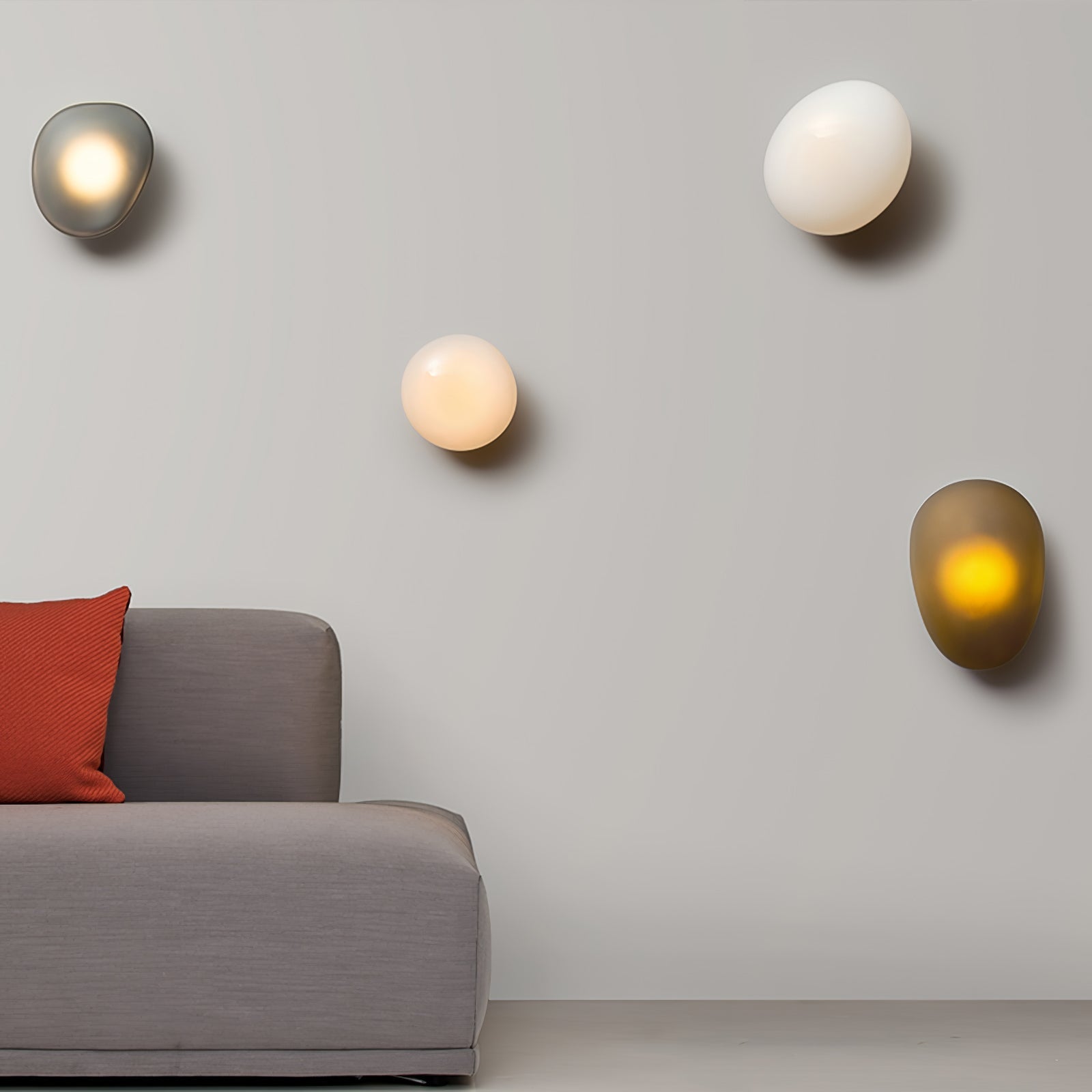 LED wall lamp featuring an adjustable light color, designed with a sleek oval shape in metal and glass, perfect for modern home decor. 3
