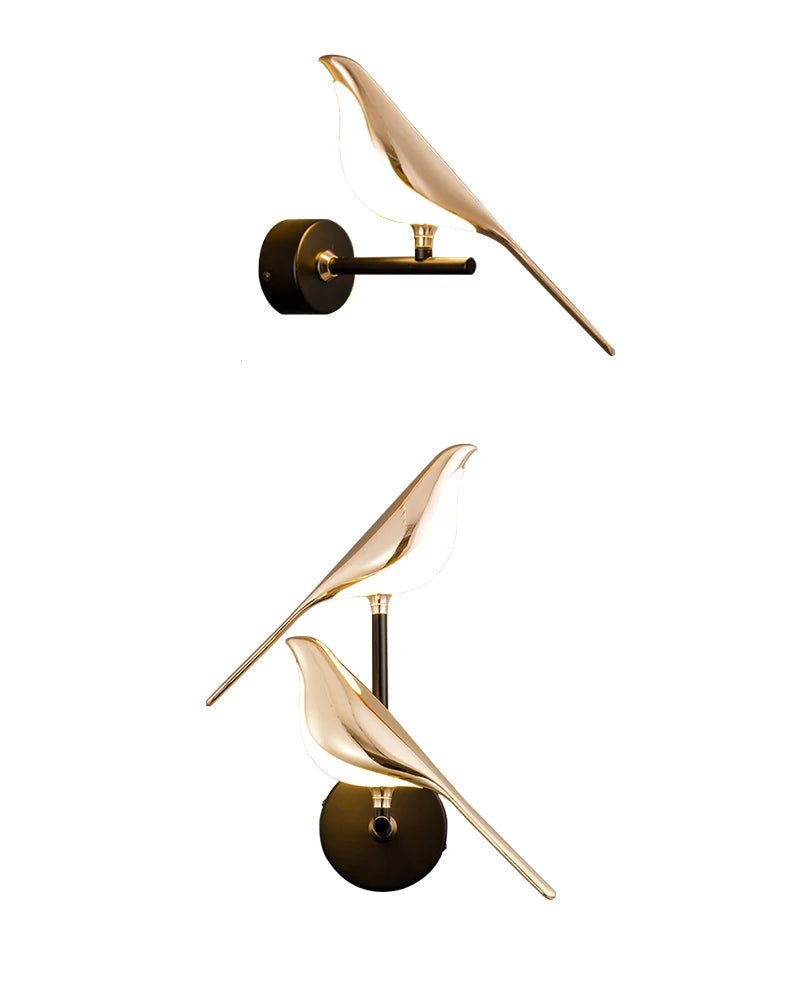 LED wall lamp featuring a unique golden bird design, providing warm ambient lighting perfect for modern indoor decor. 5