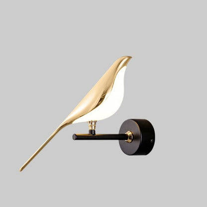 LED wall lamp featuring a unique golden bird design, providing warm ambient lighting perfect for modern indoor decor. 0