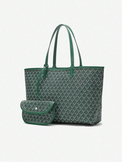 Lightweight PVC shoulder tote bag for women featuring a spacious design, sturdy handles, and a modern minimalist style, perfect for daily use and versatile outfits. 1