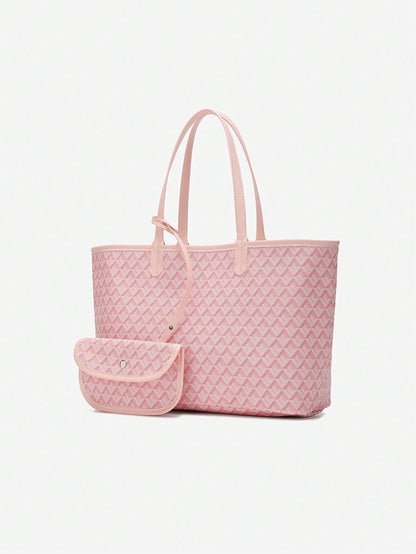 Lightweight PVC shoulder tote bag for women featuring a spacious design, sturdy handles, and a modern minimalist style, perfect for daily use and versatile outfits. 0