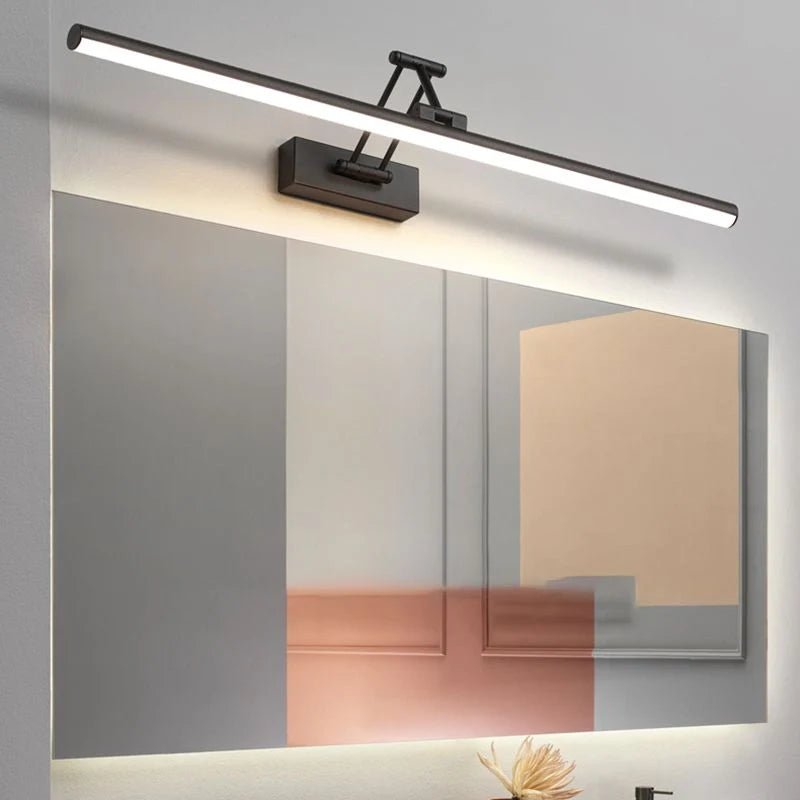 Linear LED wall light featuring an adjustable angle design, crafted with a durable metal body and a sleek acrylic shade, available in black or white finish. 0