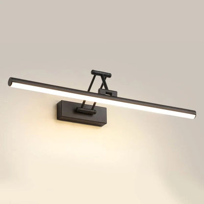 Linear LED wall light featuring an adjustable angle design, crafted with a durable metal body and a sleek acrylic shade, available in black or white finish. 3