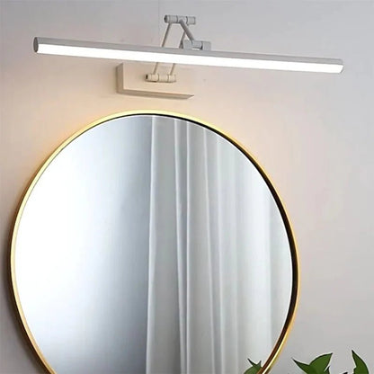 Linear LED wall light featuring an adjustable angle design, crafted with a durable metal body and a sleek acrylic shade, available in black or white finish. 12