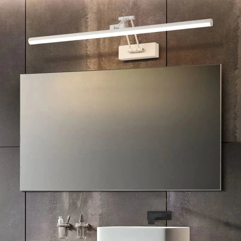 Linear LED wall light featuring an adjustable angle design, crafted with a durable metal body and a sleek acrylic shade, available in black or white finish. 9