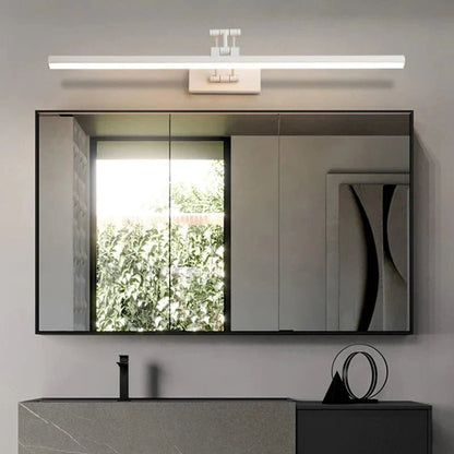 Linear LED wall light featuring an adjustable angle design, crafted with a durable metal body and a sleek acrylic shade, available in black or white finish. 2