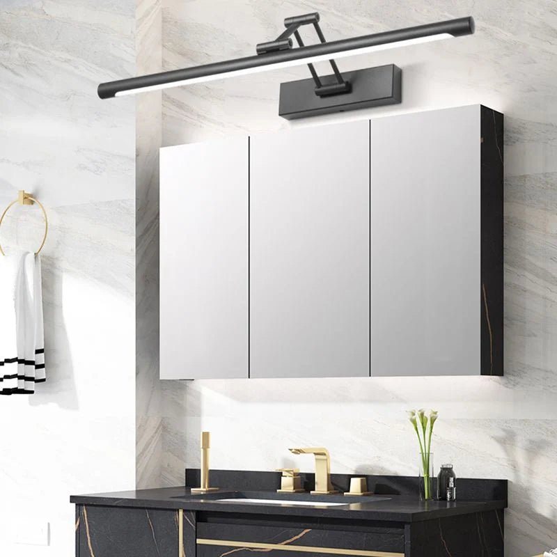 Linear LED wall light featuring an adjustable angle design, crafted with a durable metal body and a sleek acrylic shade, available in black or white finish. 8