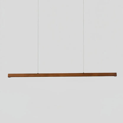Linear pendant light featuring a dimmable LED design, adjustable wood and acrylic elements, perfect for illuminating kitchen islands. 0
