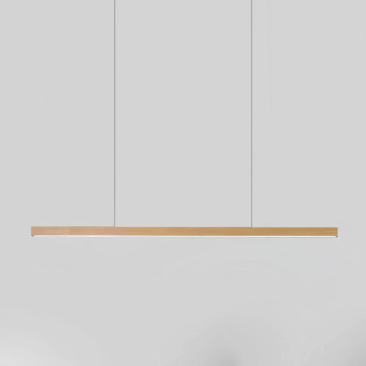 Linear pendant light featuring a dimmable LED design, adjustable wood and acrylic elements, perfect for illuminating kitchen islands. 9