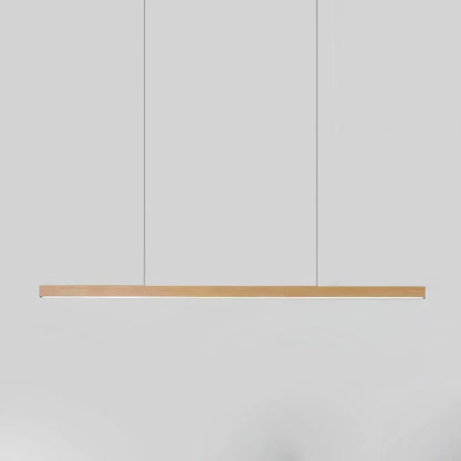 Linear pendant light featuring a dimmable LED design, adjustable wood and acrylic elements, perfect for illuminating kitchen islands. 9