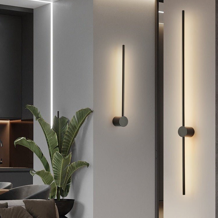Modern linear wall lamp featuring a sleek iron and acrylic design, adjustable length from 60cm to 120cm, and energy-efficient LED lighting, perfect 3