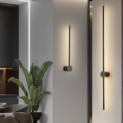 Modern linear wall lamp featuring a sleek iron and acrylic design, adjustable length from 60cm to 120cm, and energy-efficient LED lighting, perfect 3