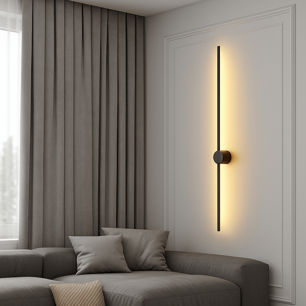 Modern linear wall lamp featuring a sleek iron and acrylic design, adjustable length from 60cm to 120cm, and energy-efficient LED lighting, perfect 5