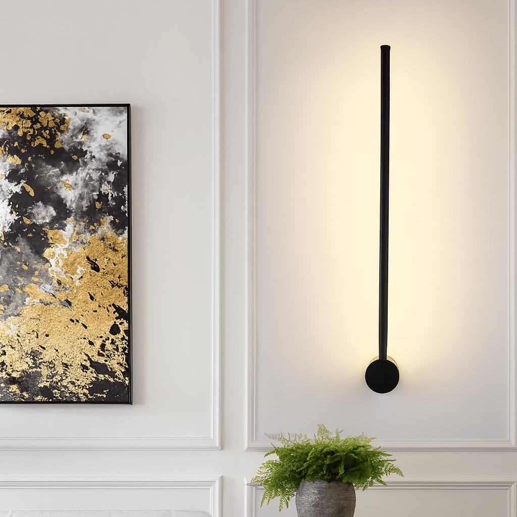 Modern linear wall lamp featuring a sleek iron and acrylic design, adjustable length from 60cm to 120cm, and energy-efficient LED lighting, perfect 7