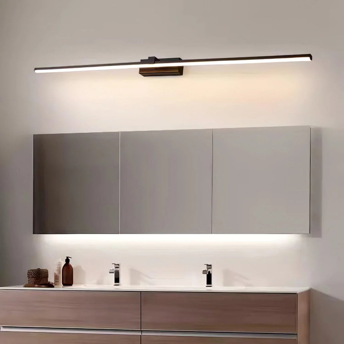 Modern linear wall light with integrated LED in sleek black or white design, perfect for contemporary interiors. 4