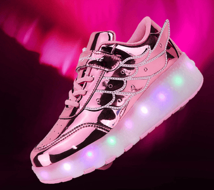 Luminous roller skate shoes featuring vibrant wheels and USB rechargeable lights, designed for children and teens, perfect for fun and stylish skating experiences. 8