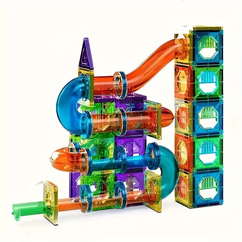 Magnetic Building Blocks Set with LED Lights - 69-piece educational toy for kids, featuring colorful magnetic pieces that encourage creativity and learning through hands-on play 0