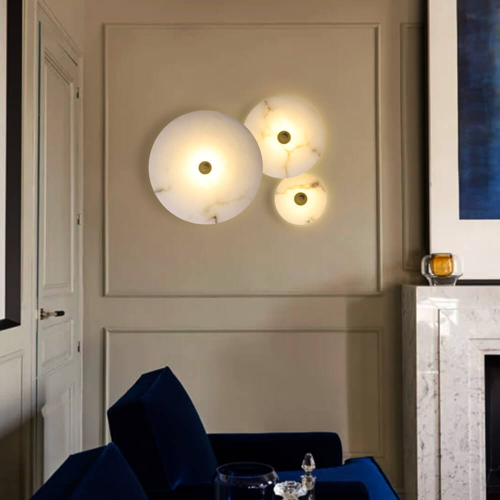 Modern marble wall lamp featuring integrated LED lighting, available in elegant gold or black copper finish, perfect for contemporary interior decor. 2