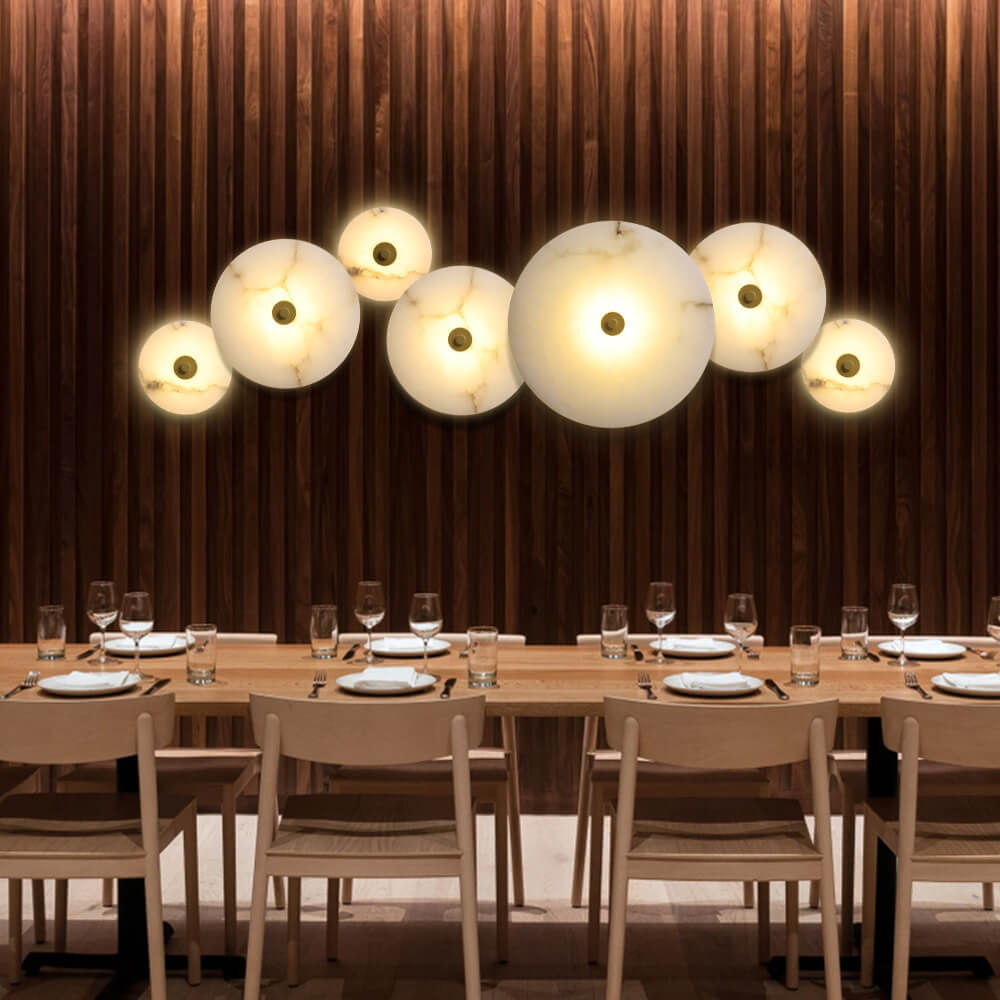 Modern marble wall lamp featuring integrated LED lighting, available in elegant gold or black copper finish, perfect for contemporary interior decor. 6