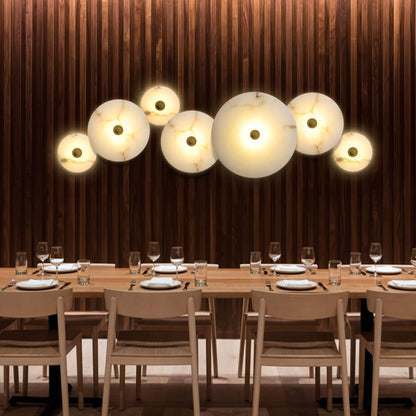 Modern marble wall lamp featuring integrated LED lighting, available in elegant gold or black copper finish, perfect for contemporary interior decor. 6
