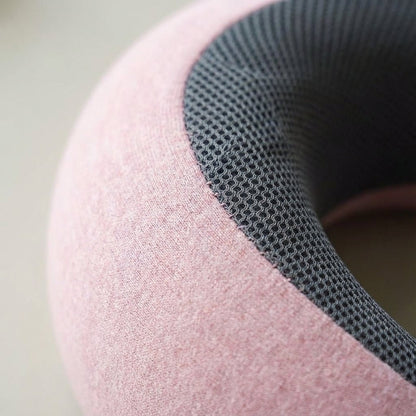 Memory Foam Travel Neck Pillow with 360° support and chin strap, designed for neck pain relief, featuring a compact design ideal for travel. 3