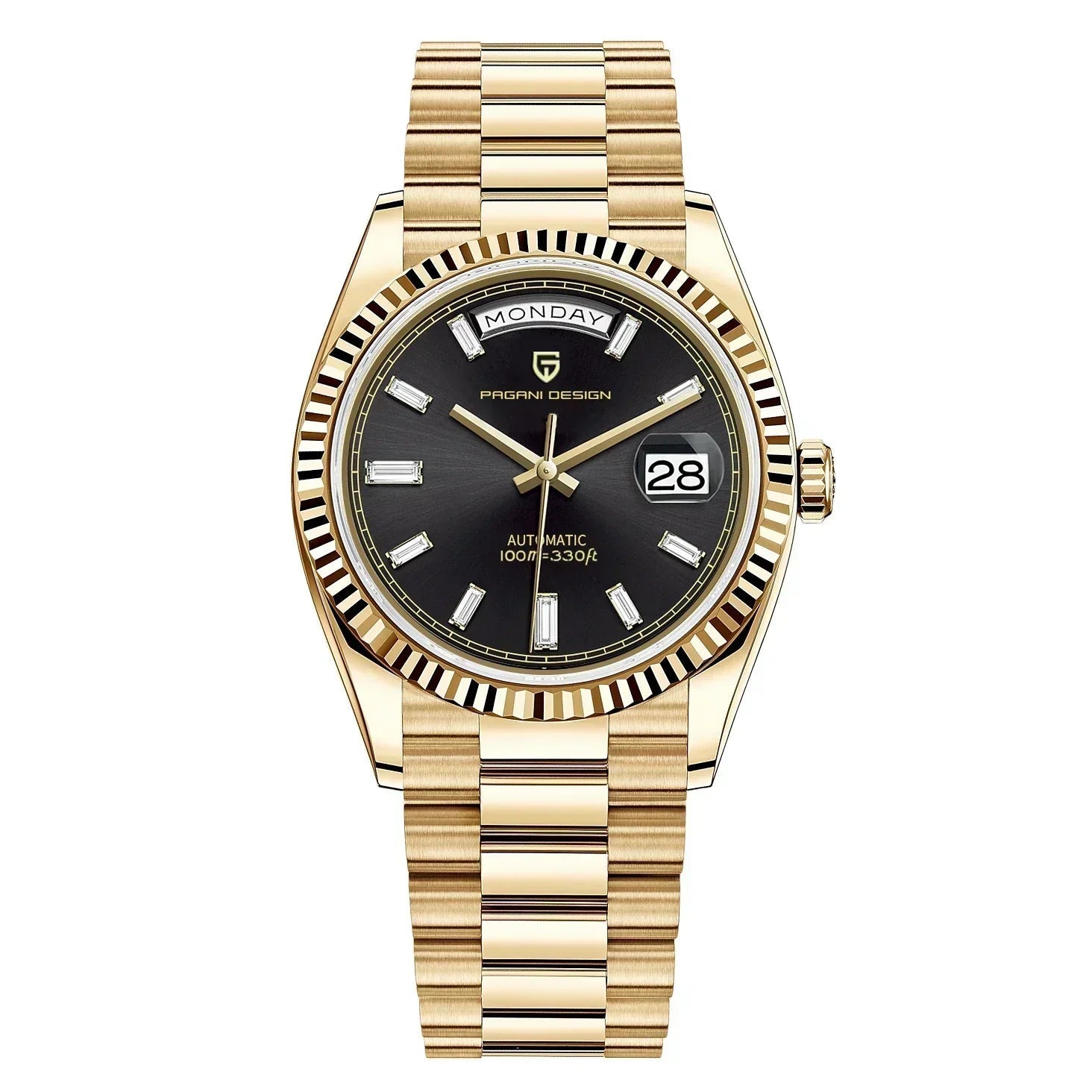 Men's automatic watch featuring a date display, crafted from brushed stainless steel, showcasing an elegant design suitable for both work and casual wear. 8