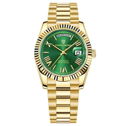 Men's automatic watch featuring a date display, crafted from brushed stainless steel, showcasing an elegant design suitable for both work and casual wear. 7