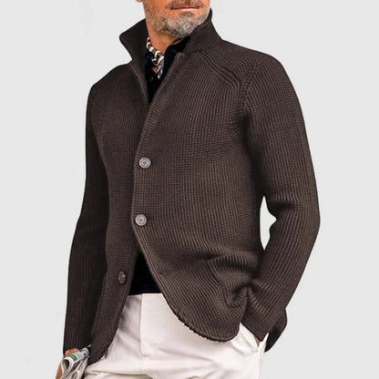 Men's cardigan featuring a button closure, crafted from soft knit fabric, designed in a classic style suitable for all occasions. 5