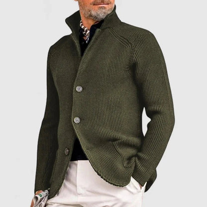 Men's cardigan featuring a button closure, crafted from soft knit fabric, designed in a classic style suitable for all occasions. 3