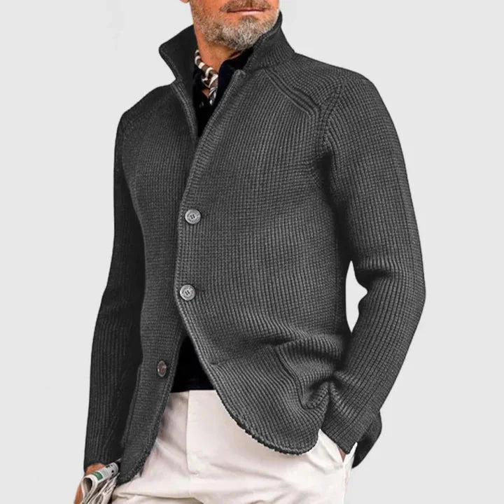 Men's cardigan featuring a button closure, crafted from soft knit fabric, designed in a classic style suitable for all occasions. 4