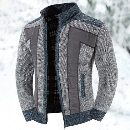 Men's cardigan with zipper closure, crafted from warm wool-like fabric, ideal for modern layering in cool weather. 0