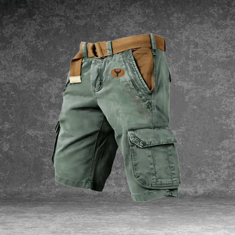 Men's cargo shorts featuring multiple pockets, made from a durable cotton blend, designed for outdoor activities with a comfortable fit. 6