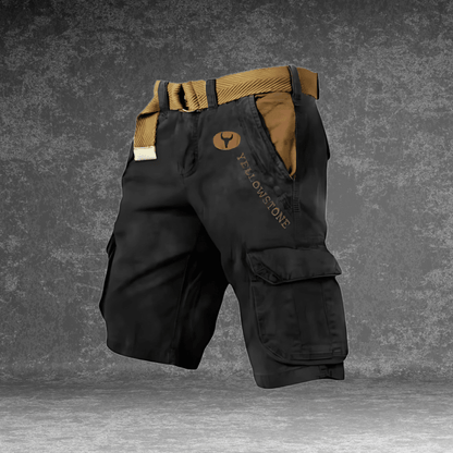 Men's cargo shorts featuring multiple pockets, made from a durable cotton blend, designed for outdoor activities with a comfortable fit. 1