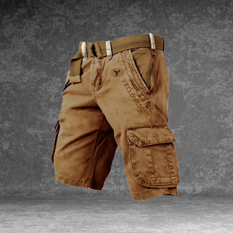 Men's cargo shorts featuring multiple pockets, made from a durable cotton blend, designed for outdoor activities with a comfortable fit. 5