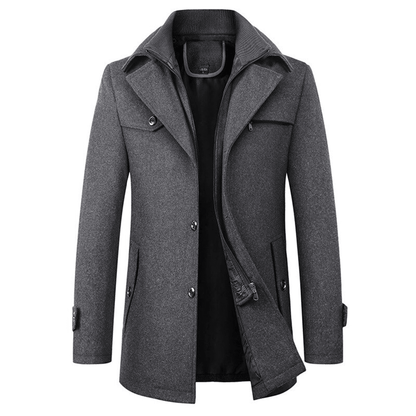 Men's wool blend coat with warm lining, featuring a structured fit for versatile winter style, ideal for cold weather occasions. 2