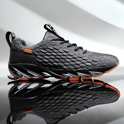 Men's cushioned running shoes featuring a breathable mesh upper and lace-up design, perfect for athletic performance and comfort during workouts. 0