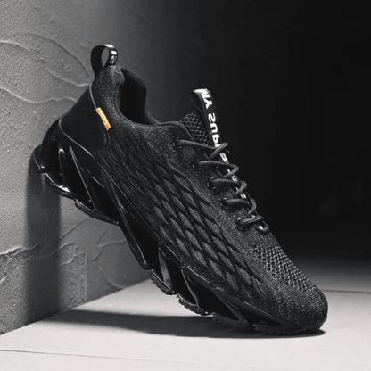 Men's cushioned running shoes featuring a breathable mesh upper and lace-up design, perfect for athletic performance and comfort during workouts. 2