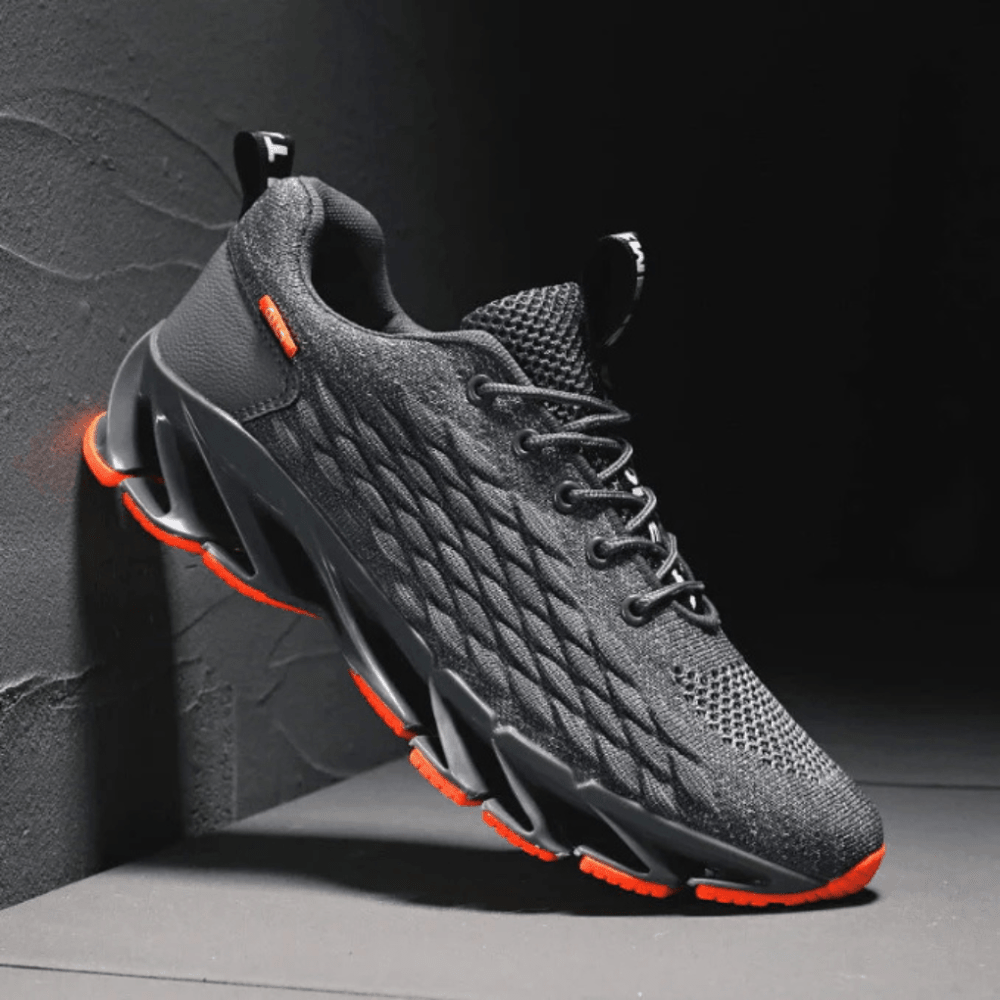 Men's cushioned running shoes featuring a breathable mesh upper and lace-up design, perfect for athletic performance and comfort during workouts. 1