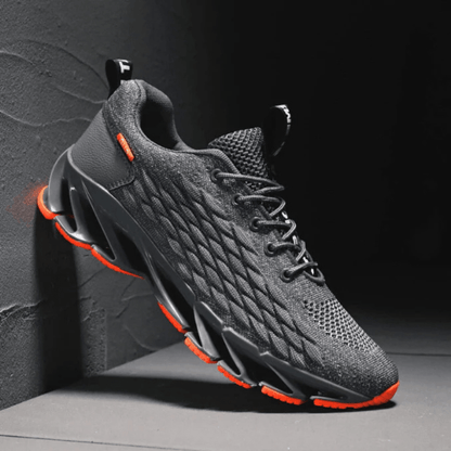 Men's cushioned running shoes featuring a breathable mesh upper and lace-up design, perfect for athletic performance and comfort during workouts. 1