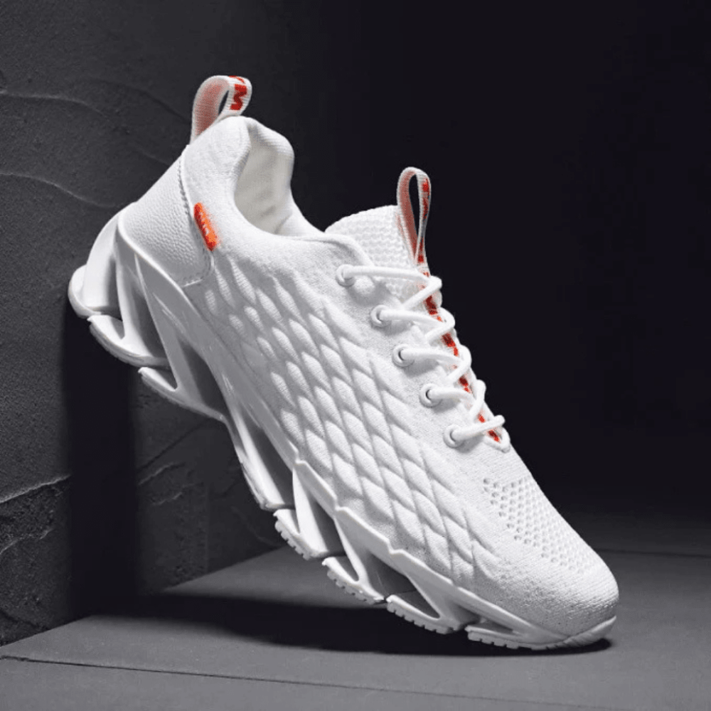 Men's cushioned running shoes featuring a breathable mesh upper and lace-up design, perfect for athletic performance and comfort during workouts. 4